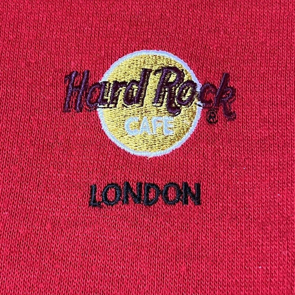Vintage Hard Rock Cafe London Large Red Pullover Acrylic Cotton Blend Sweater